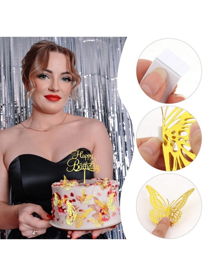 Cavetee توبيرات كعكة عيد الميلاد كافيتى للنساء والفتيات، 13 قطعة زينة عيد ميلاد لامعة ذهبية مع توبير 3D فراشة لكعكة الفتيات والنساء في حفلة عيد الميلاد - Image 3