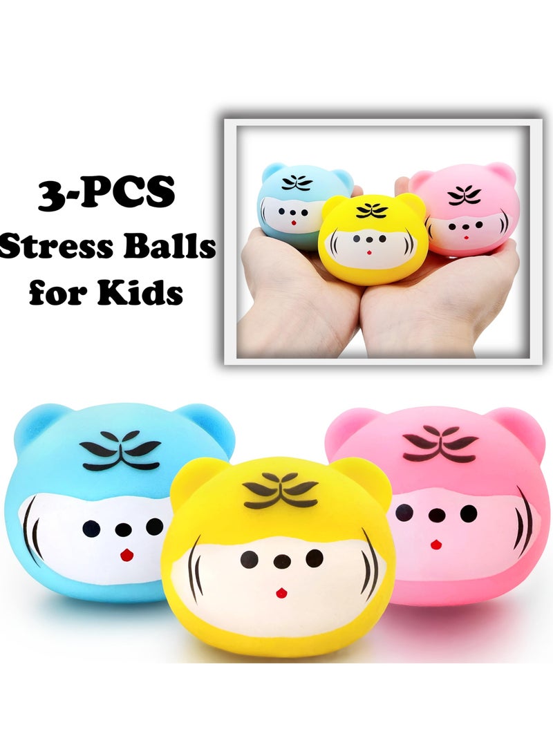 Excefore Stress Ball Toys Color, Tiger Squishy Dough Ball Stress Balls, Stress Balls for Kids and Adults, for Kids and Adults (3Pack) Squishy Fidget Toys Stress Ball Sensory Stress Toys - Image 3