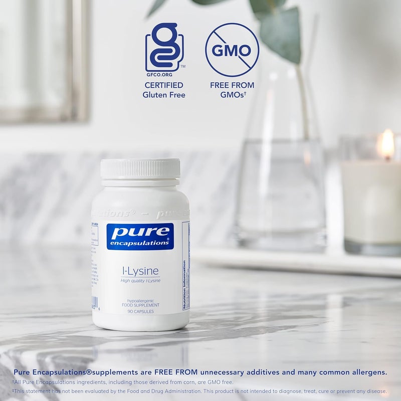 Pure Encapsulations LLysine 500mg Hypoallergenic Essential Amino Acid Supplement 90 Vegetarian Capsules - Image 4