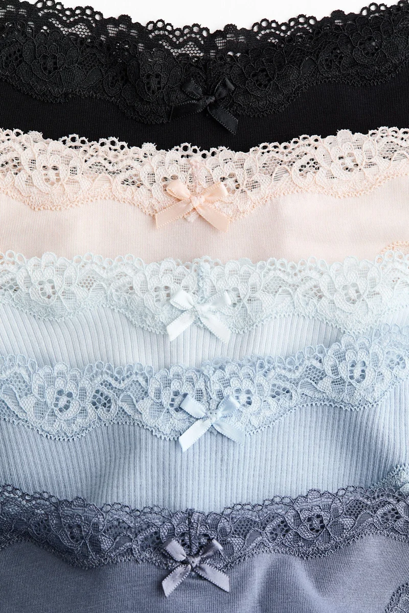 H&M 5-pack cotton and lace Brazilian briefs