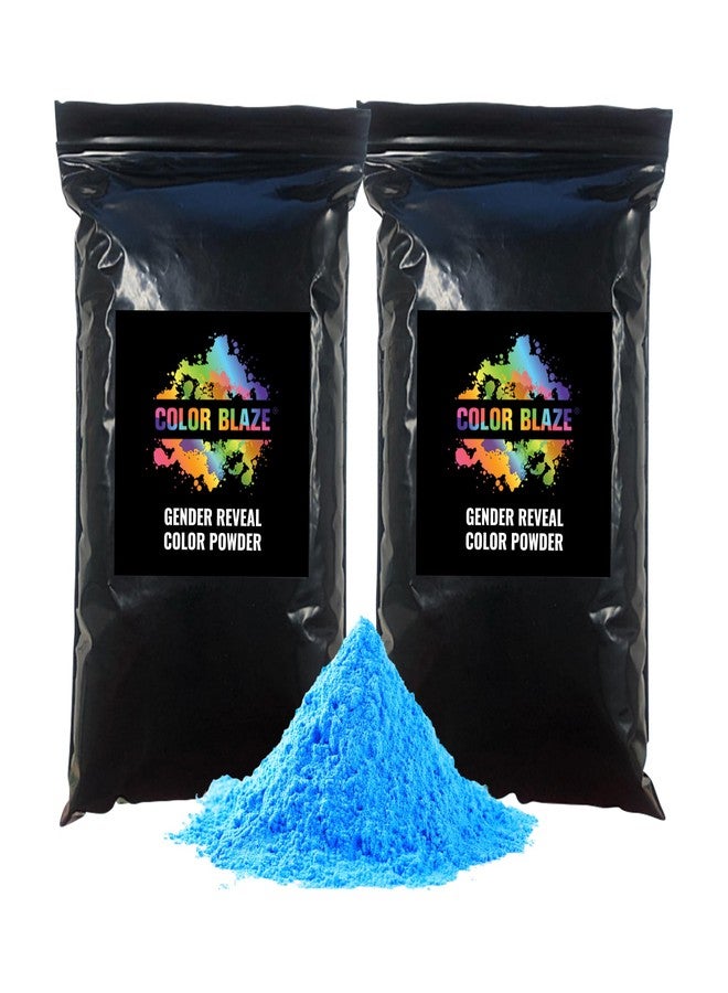 Color Blaze بودرة كشف جنس المولود "كولور بليز بلاك آوت" - 2 رطل من البودرة الزرقاء للأولاد، مثالية للسيارة، وحرق الإطارات على الدراجة النارية، والرمي، وجلسات التصوير، وحفلات الكشف عن جنس المولود، والمهرجانات - عبوة من كيسين، كل كيس 1 رطل - أزرق - Image 1