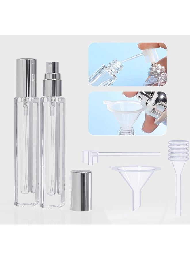 Seafulee 5PCS Cologne Atomizer Empty 10ML Mini Perfume Bottles Refillable With Dispenser Tools Pocket Spray Bottle for Travel and Sample Container TransparentSilvery Cap - Image 5