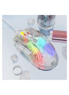 KASTWAVE Clear Wired USB Gaming Mouse, Transparent Shell Computer Mice with 12800 Max DPI, 3D RGB Backlit, High Precision (White)  - Image 1