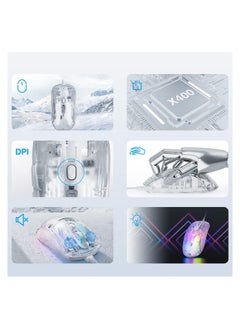KASTWAVE Clear Wired USB Gaming Mouse, Transparent Shell Computer Mice with 12800 Max DPI, 3D RGB Backlit, High Precision (White)  - Image 4