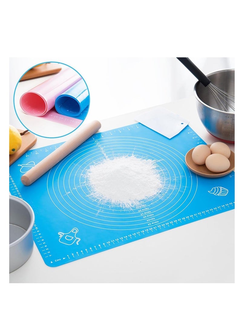 ECVV ECVV Baking Mat, Non-Stick Silicon Rolling Pastry Mat, 50 * 40cm Silicon Baking Sheets Mats,Kneading Pad Sheet Glass Fiber Rolling Dough Medium Size for Cake Macaron Kitchen Tools, Assorted  - Image 2
