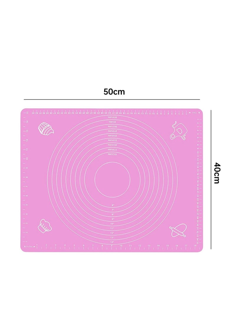 ECVV - ECVV Baking Mat, Non-Stick Silicon Rolling Pastry Mat, 50 * 40cm Silicon Baking Sheets Mats,Kneading Pad Sheet Glass Fiber Rolling Dough Medium Size for Cake Macaron Kitchen Tools, Assorted - Image 1