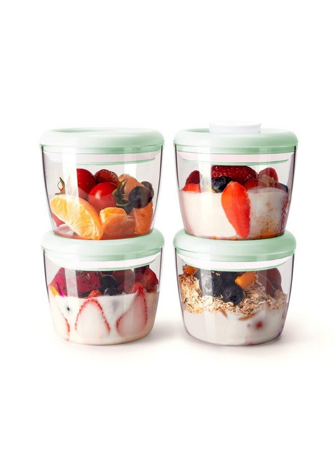 Ankou Overnight Oats Containers with Lids,14oz 400ml Set of 4 Meal Prep Container, Airtight Leakproof Reusable Food Storage Containers,Pop-Top Lids Bowl for Leftovers,Glass-like Clarity Tritan Material - Image 1