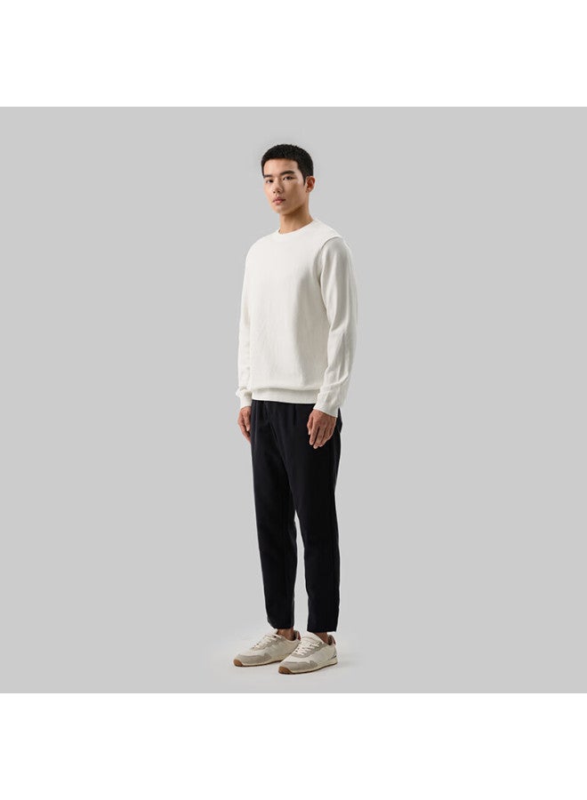 Markless Men's Sweater, Autumn And Winter Warm Round Neck Knit Pullover Casual Inner Layer Base Shirt 0710 Milk Cover White L - Image 2