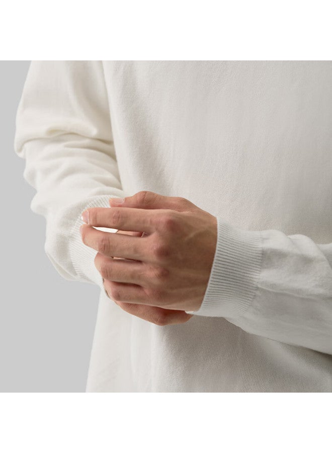 Markless Men's Sweater, Autumn And Winter Warm Round Neck Knit Pullover Casual Inner Layer Base Shirt 0710 Milk Cover White L - Image 3