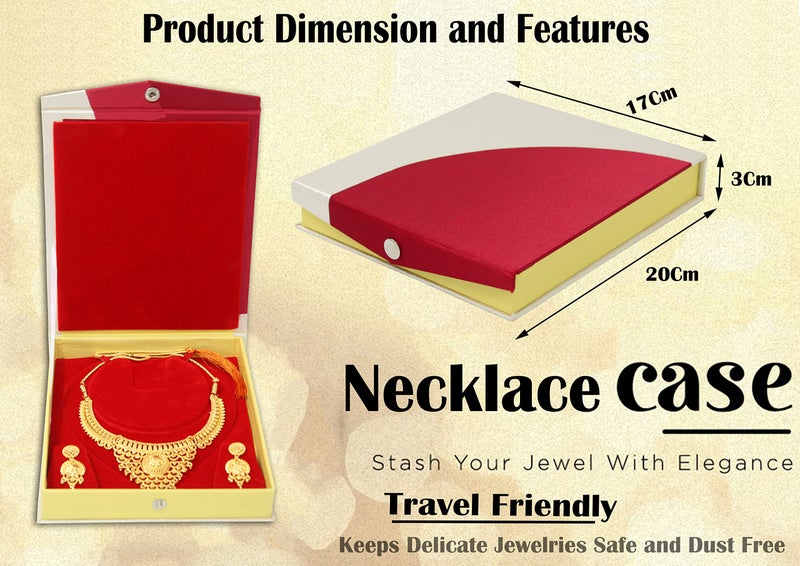 atorakushon Pack of 1 Pcs Multipurpose Necklace Earring bangle bracelet set half set box Jewelry Makeup Vanity Box (Crem) - Image 3