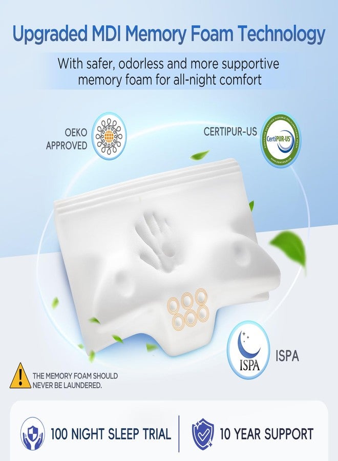 ComRola Effective Pain Relief Cervical Neck Pillow for Sleeping, Memory Foam Pillows for Neck Support, Odorless Contour Side Pillow, Ergonomic Bed Pillow for Back Stomach Sleeper (Grey and White) - Image 2
