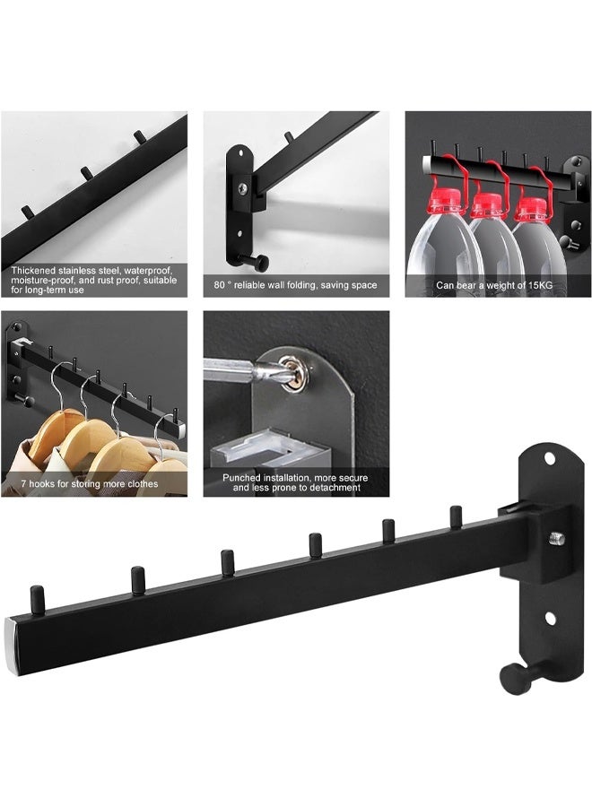 DUNISO Wall Mounted Clothes Hanger Rack, Sturdy Foldable Hanging Organizer with Stainless Steel Heavy Duty Coat Hooks, Space Saver,Sturdy Hanging Dryer Rack for Laundry Room Bedroom (Black) - Image 4