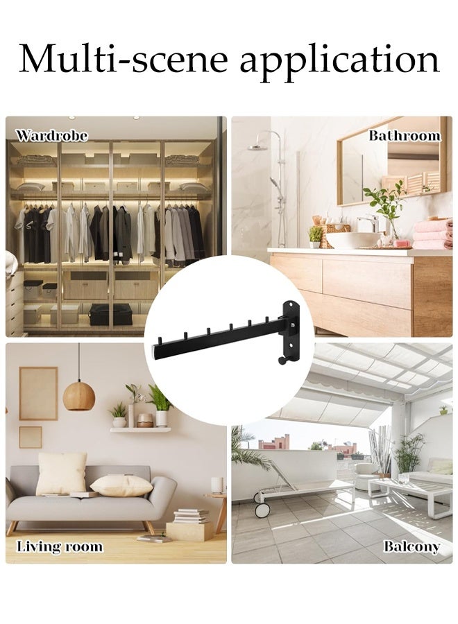 DUNISO Wall Mounted Clothes Hanger Rack, Sturdy Foldable Hanging Organizer with Stainless Steel Heavy Duty Coat Hooks, Space Saver,Sturdy Hanging Dryer Rack for Laundry Room Bedroom (Black) - Image 5