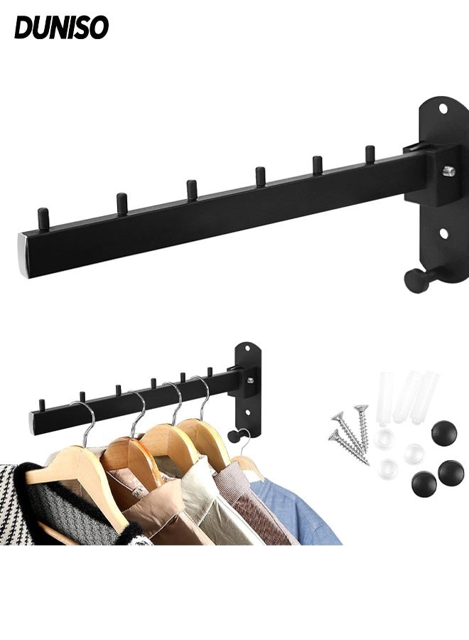 DUNISO Wall Mounted Clothes Hanger Rack, Sturdy Foldable Hanging Organizer with Stainless Steel Heavy Duty Coat Hooks, Space Saver,Sturdy Hanging Dryer Rack for Laundry Room Bedroom (Black) - Image 1