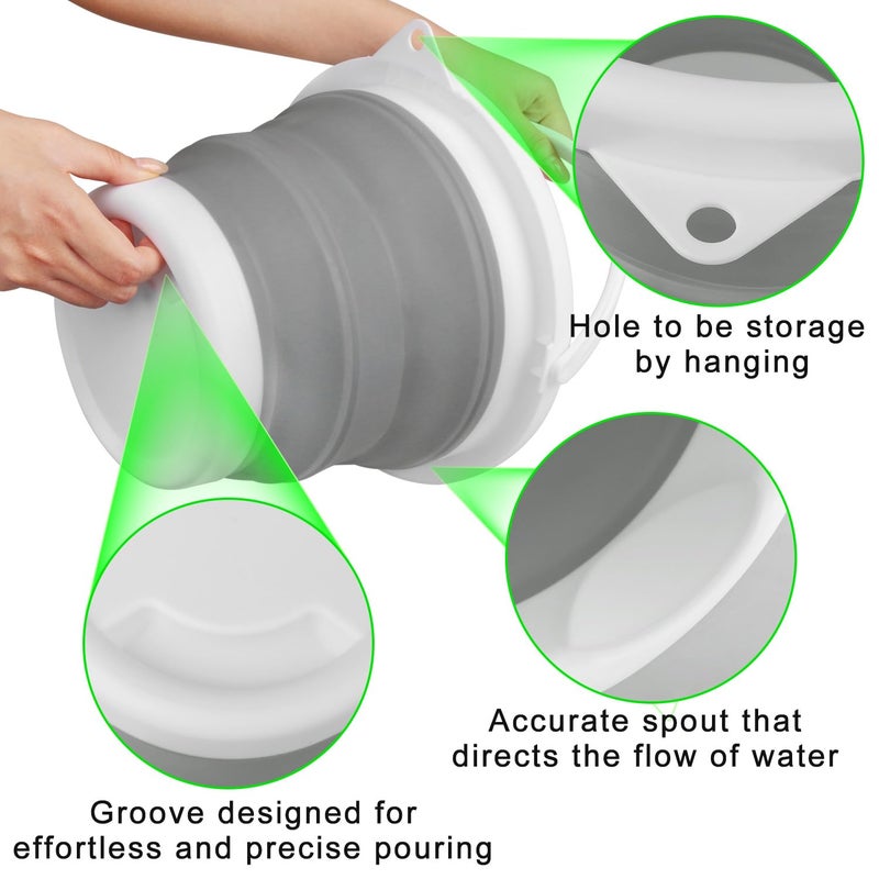 BIDFUL Collapsible Mop Bucket and Ice Bucket-5L(1.3 Gallon) Household Cleaning Silicone Dust Mops Bucket with no Wringer Set,Portable Bathroom Cleaning Supplies Bucket for Cleaning Caddy Spin Mops for Floor - Image 5