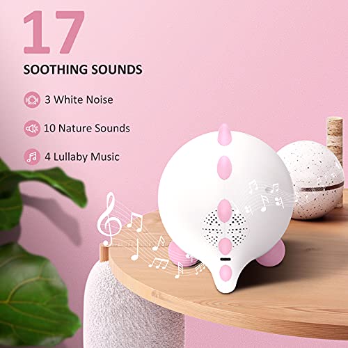 H-chin Kids Alarm Clock, Toddler Sleep Training Clock with Night Lights, Sound Machine, Time to Wake Dinosaur Alarm Clock for Children, Gift Ideas for Kids Toddler Boy Girl (Pink) - Image 4