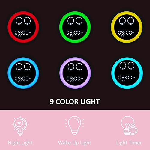 H-chin Kids Alarm Clock, Toddler Sleep Training Clock with Night Lights, Sound Machine, Time to Wake Dinosaur Alarm Clock for Children, Gift Ideas for Kids Toddler Boy Girl (Pink) - Image 3