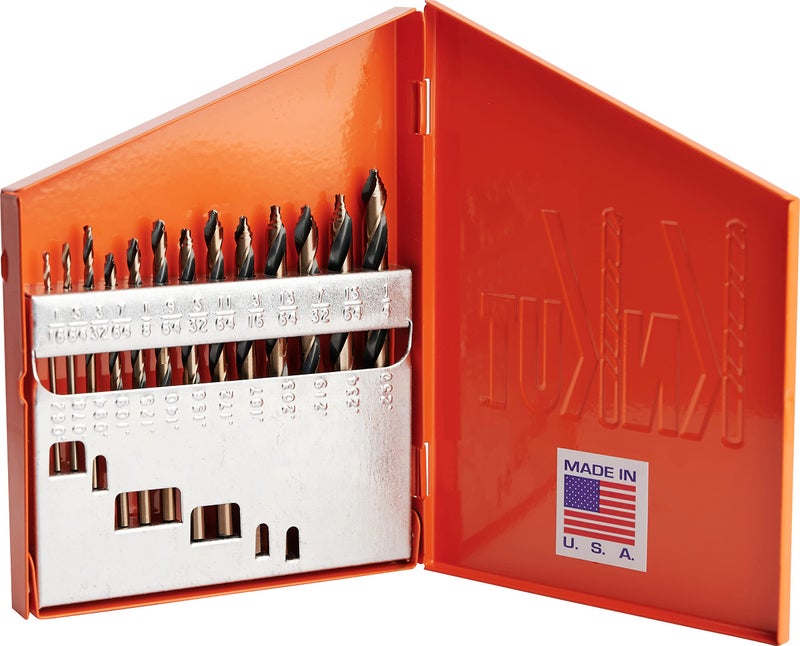 KnKut 13 Piece Mechanics Length Step Point Drill Bit Set 1/16"-1/4" by 64ths - Image 1