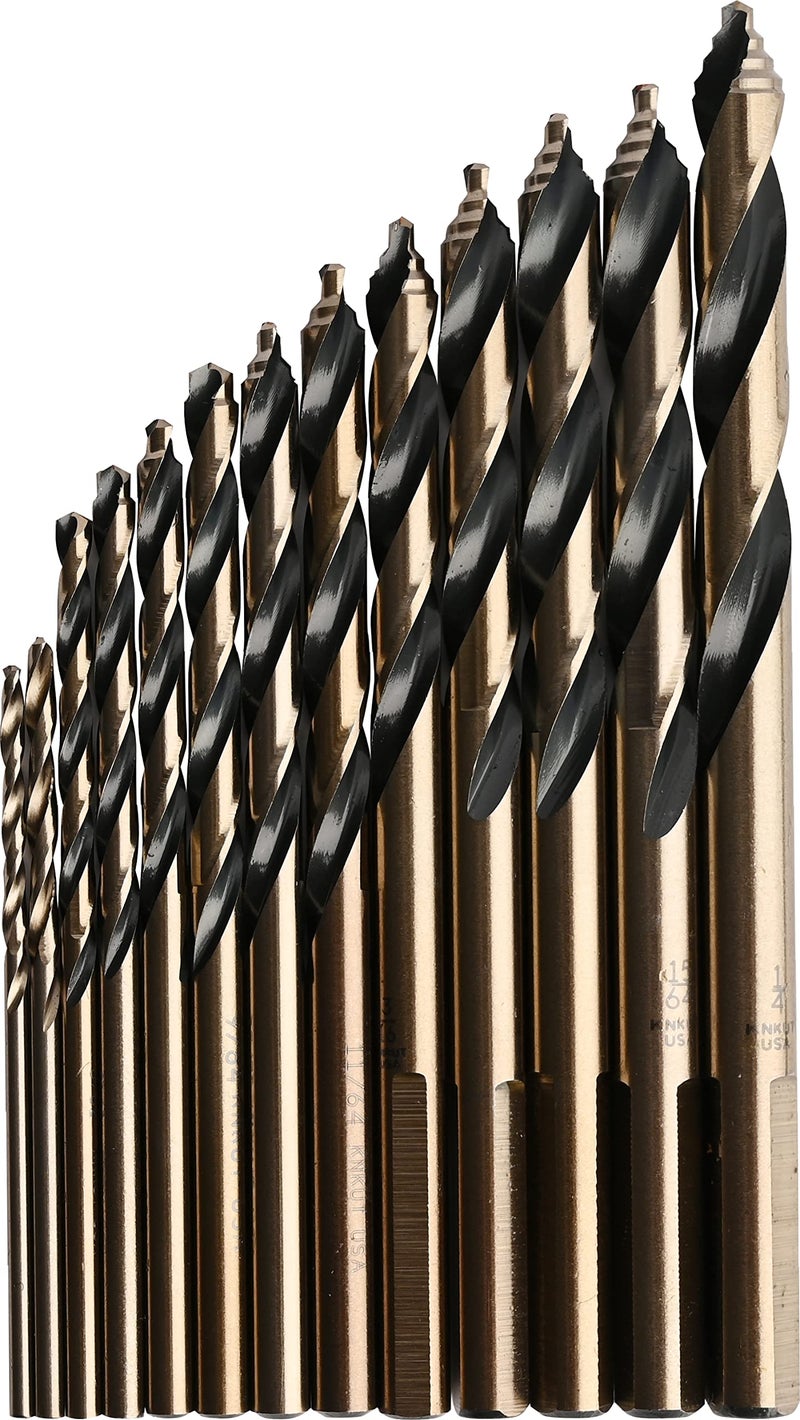 KnKut 13 Piece Mechanics Length Step Point Drill Bit Set 1/16"-1/4" by 64ths - Image 2