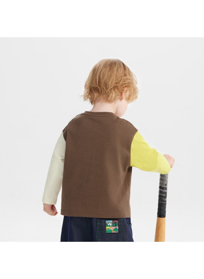 Pure Cotton Mandarin Duck Embroidery] Boys' Long Sleeve T-shirt Spring/autumn Style Baby Base Layer Children's Pure Cotton Top New Style Girls - Image 3