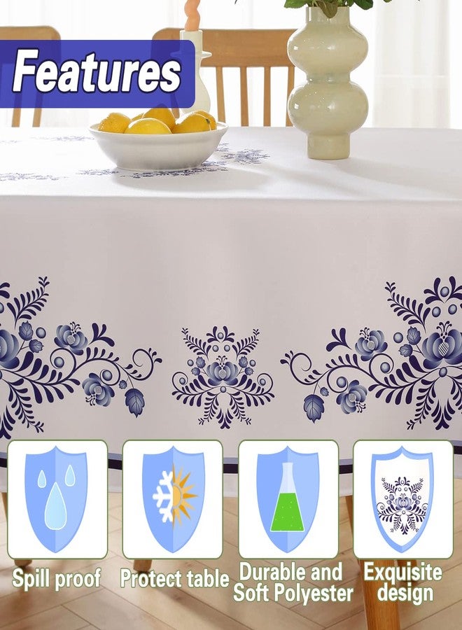 SASTYBALE Blue and White Porcelain Style Tablecloth - 52x70 Inch Rectangle Table Cloth, Spill & Stain Resistant Polyester Fabric for Home, Restaurant, Tea House, Retro Events - Image 4