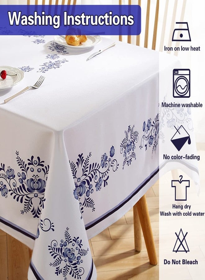 SASTYBALE Blue and White Porcelain Style Tablecloth - 52x70 Inch Rectangle Table Cloth, Spill & Stain Resistant Polyester Fabric for Home, Restaurant, Tea House, Retro Events - Image 5
