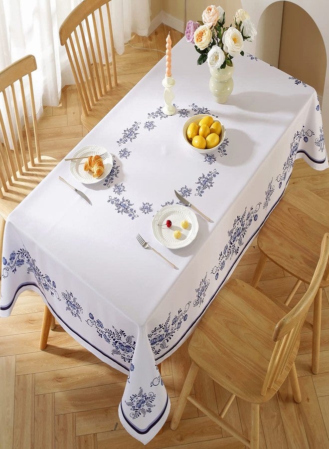 SASTYBALE Blue and White Porcelain Style Tablecloth - 52x70 Inch Rectangle Table Cloth, Spill & Stain Resistant Polyester Fabric for Home, Restaurant, Tea House, Retro Events - Image 3