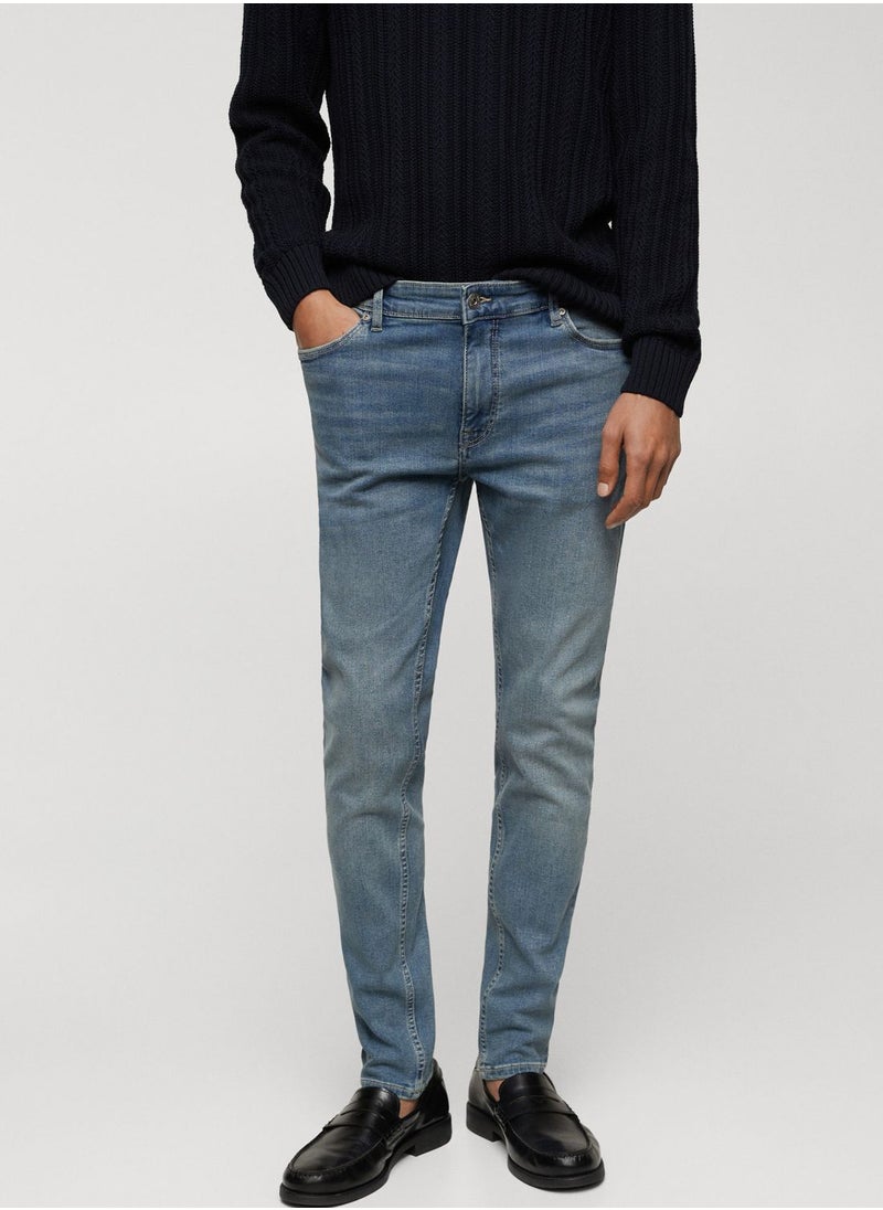 Mango Man - Skinny Fit Mid Wash Jeans - Image 1