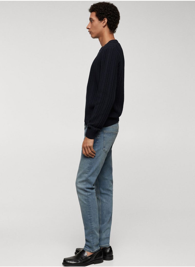 Mango Man - Skinny Fit Mid Wash Jeans - Image 1