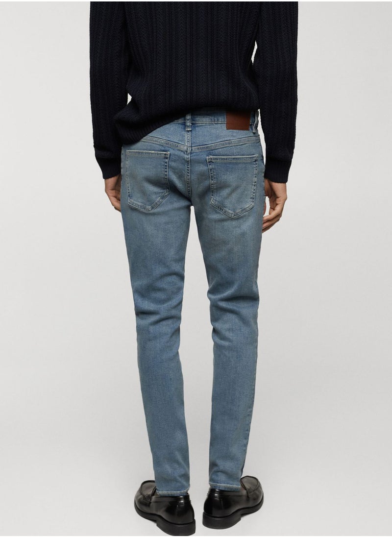 Mango Man - Skinny Fit Mid Wash Jeans - Image 1
