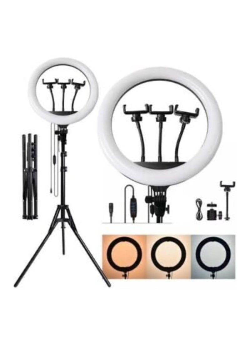 14-Inch Ring Light with 3 Color Modes – Dimmable LED for Photography, YouTube, Live Streaming, Makeup & Vlogging (With 3 Holders & Remote)