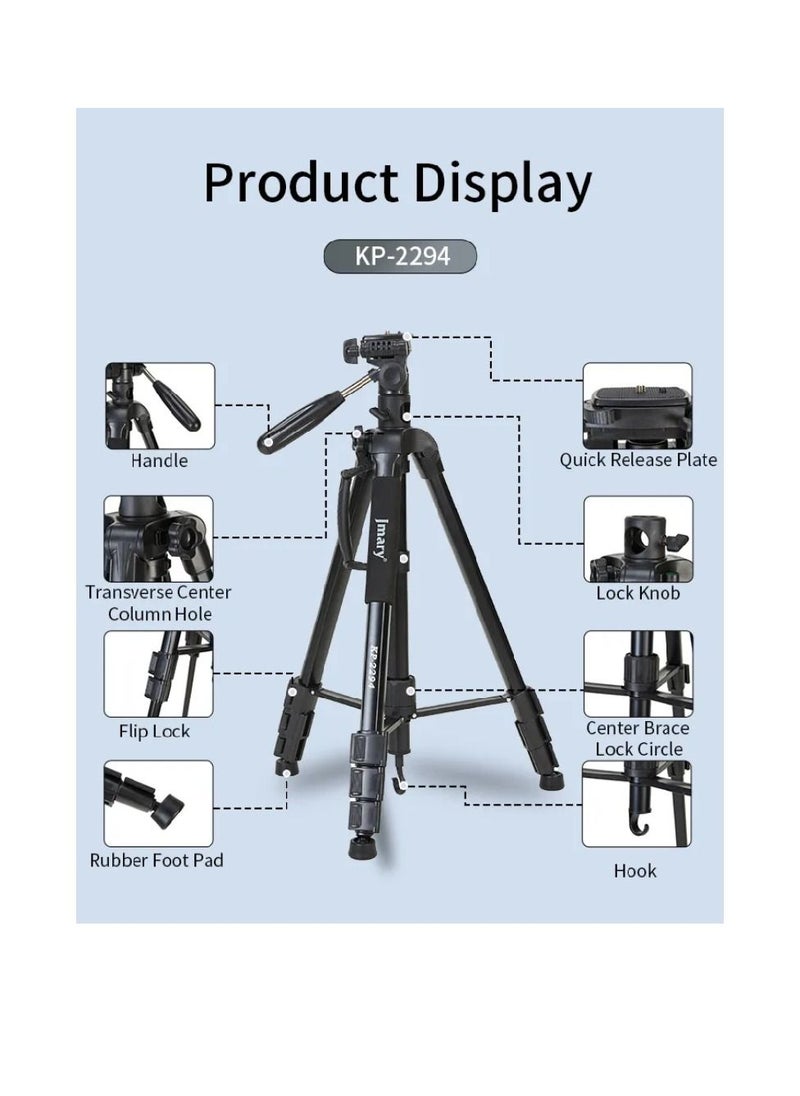 Jmary KP-2294 Multifunctional Professional Tripod With Multi Angle Adjustment Black  - Image 2