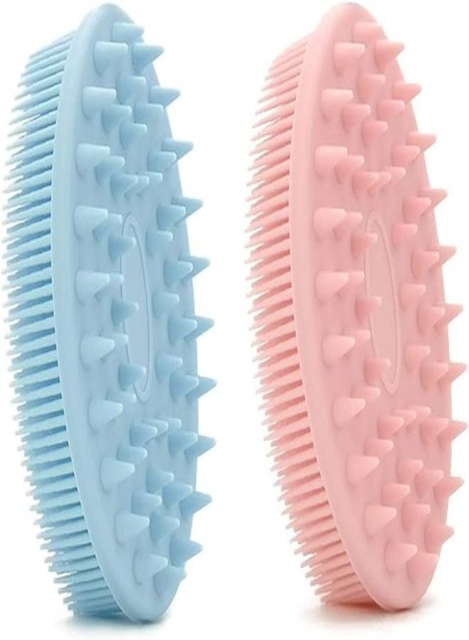 Ocean 2Pcs Upgrade 2 in 1 Bath and Shampoo Brush, Silicone Body Scrubber for Use Shower, Exfoliating Premium Loofah, Head Scrubber, Scalp Massager/Brush, Wet Dry, Easy to Clean - Image 1