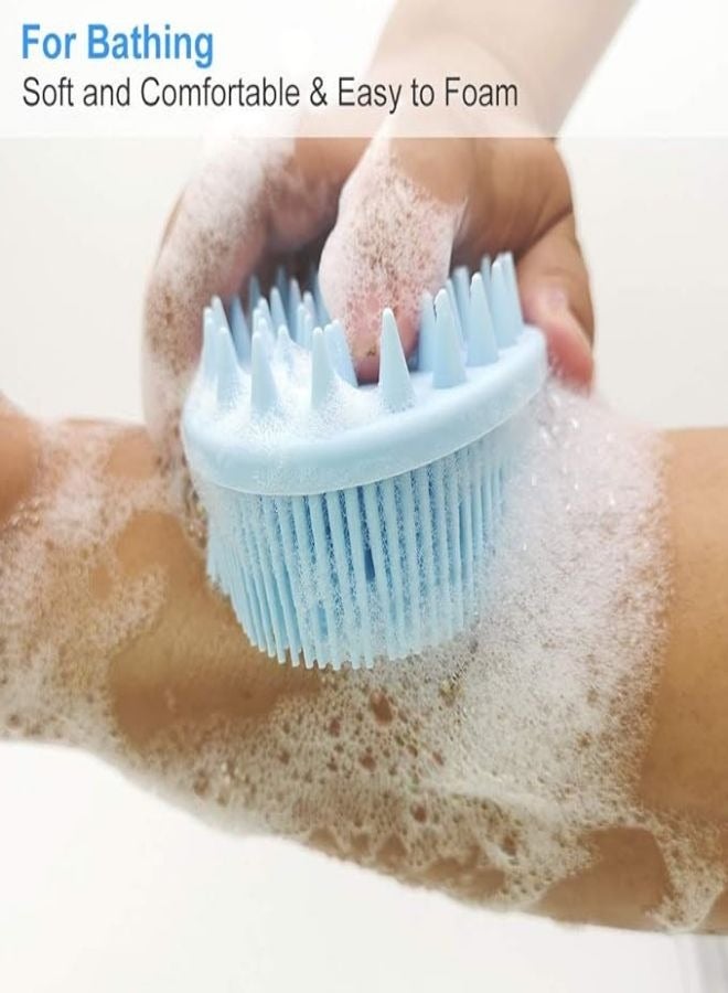 Ocean 2Pcs Upgrade 2 in 1 Bath and Shampoo Brush, Silicone Body Scrubber for Use Shower, Exfoliating Premium Loofah, Head Scrubber, Scalp Massager/Brush, Wet Dry, Easy to Clean - Image 5
