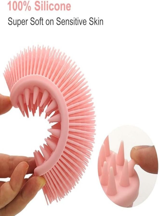 2Pcs Upgrade 2 in 1 Bath and Shampoo Brush, Silicone Body Scrubber for Use Shower, Exfoliating Premium Loofah, Head Scrubber, Scalp Massager/Brush, Wet Dry, Easy to Clean