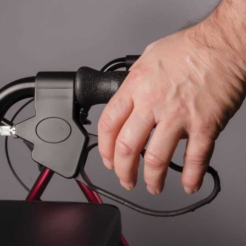 DMI مشاية بارياطرية ثقيلة من الصلب عريضة للغاية مع مقعد وسلة بلون بورغندي قابلة للطي - Image 2