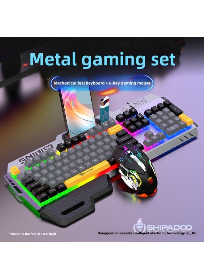 Eighteen Crossing GK50 Metal Game Keyboard Mouse Suit Game Backlight Computer Universal-Color:White And Purple Single Keyboard + Hot Wheels Mouse - Image 2