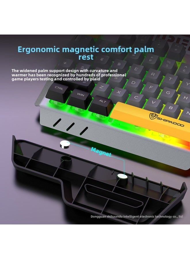 Eighteen Crossing GK50 Metal Game Keyboard Mouse Suit Game Backlight Computer Universal-Color:White And Purple Single Keyboard + Hot Wheels Mouse - Image 4