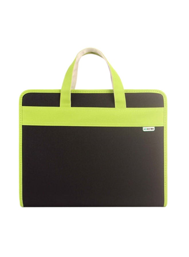 NIBEMINENT Creative Organ Multi-Layer Clip Oxford Zipper Briefcase Black/Green