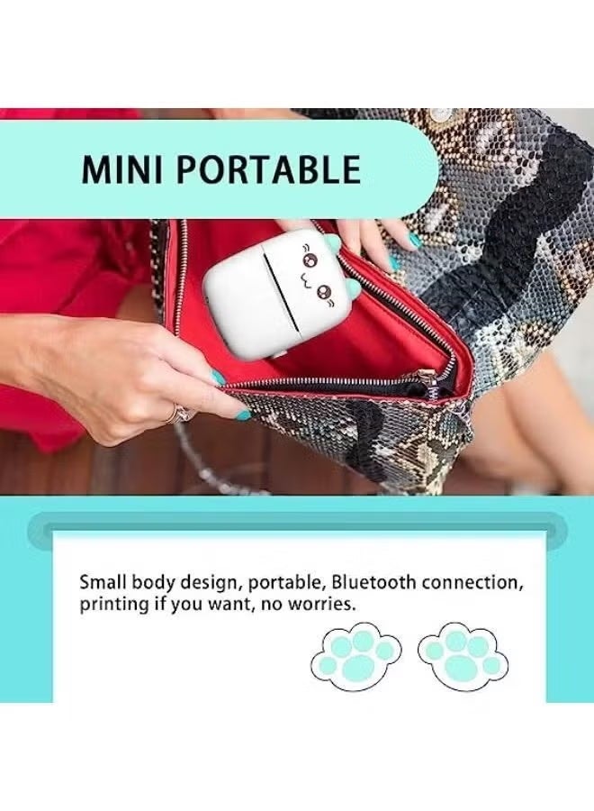 phomemo Mini Portable Printer, ink-free thermal printer, connects wirelessly to mobile phones for printing. Includes 5 rolls of printer paper, 5 rolls of adhesive labels, 3 rolls of coloured paper, 1 set of coloured pens, and 1 sticker sheet. Suitable for offices, homes, outdoor use, travel, etc. (Pink) - Image 4