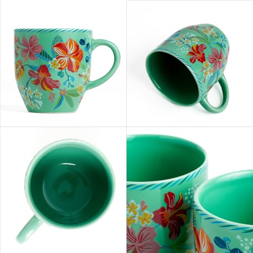 Shay Ceramic Coffee Mug, 1 Pc, 300ml, Big Bold Floral | Medium Mug | Glossy Finish | Ceramic Cup | Microwave Safe (Mint Big Bold Milk Mug, 1Pc) - Image 3