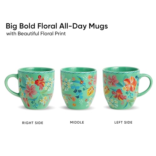 Shay Ceramic Coffee Mug, 1 Pc, 300ml, Big Bold Floral | Medium Mug | Glossy Finish | Ceramic Cup | Microwave Safe (Mint Big Bold Milk Mug, 1Pc) - Image 5