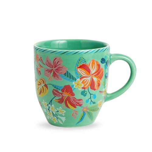 Shay Ceramic Coffee Mug, 1 Pc, 300ml, Big Bold Floral | Medium Mug | Glossy Finish | Ceramic Cup | Microwave Safe (Mint Big Bold Milk Mug, 1Pc) - Image 1