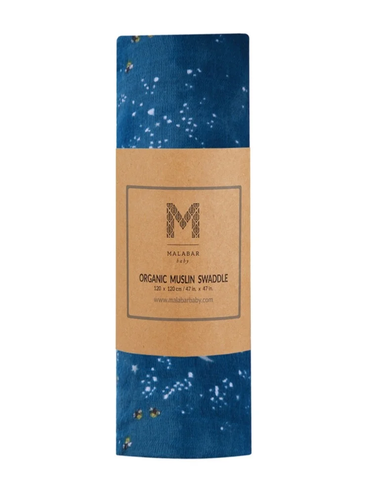 مالابار بيبي Organic Muslin Swaddle Blankets (Single) - Starry Night