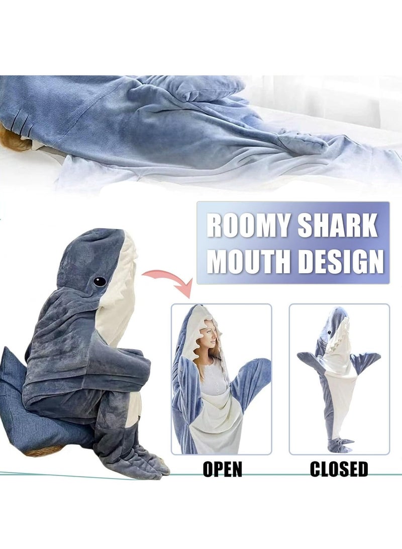 Shark Sleeping Bag Soft Cozy Flannel Hoodie Wearable Shark Blanket with Shark Tail Hooded Blanket Size M  - Image 5