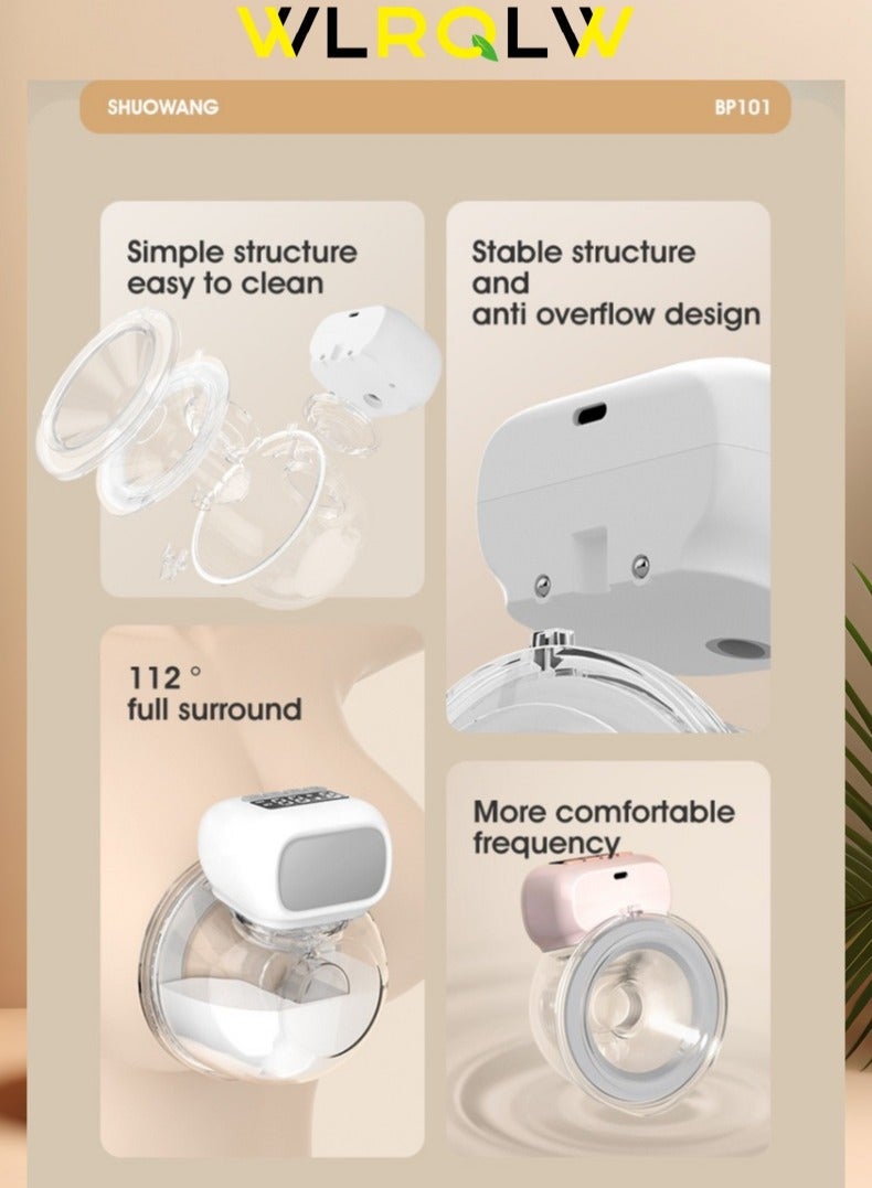 WLRQLW Electric Breast Pump Hands-Free Breast Pump Wearable Upgraded Version, Touch Control LED Display Electric Breast Pump Portable Low Noise, 3 Modes and 9 Levels of Suction, Capacity 180ml - Image 3