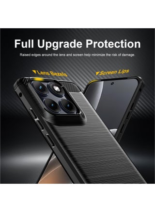 جراب لهاتف Motorola Edge 70 Fusion - غطاء خلفي من مادة TPU مقاوم للصدمات بمعايير عسكرية، بتصميم بنسيج ألياف الكربون، مضاد للخدش، خفيف الوزن وبتصميم نحيف - أسود - view 2