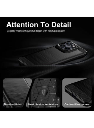جراب لهاتف Motorola Edge 70 Fusion - غطاء خلفي من مادة TPU مقاوم للصدمات بمعايير عسكرية، بتصميم بنسيج ألياف الكربون، مضاد للخدش، خفيف الوزن وبتصميم نحيف - أسود - view 5