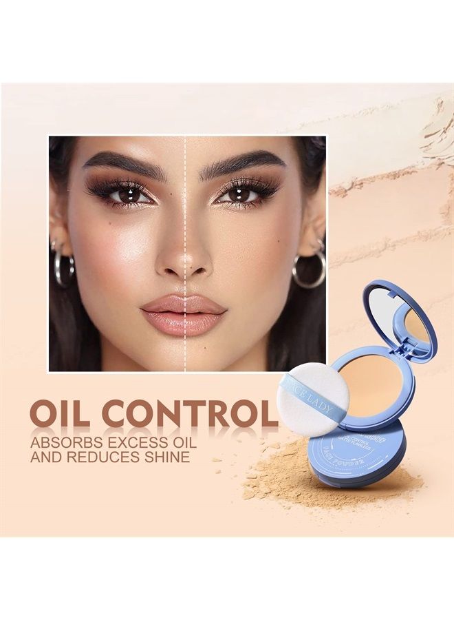 SACE LADY بودرة مضغوطة للوجه للتحكم في الزيت، بودرة تثبيت ناعمة غير لامعة، مكياج مقاوم للماء يدوم طويلاً، تجميل خفيف الوزن، خالية من القسوة، 0.28 أونصة - Image 4