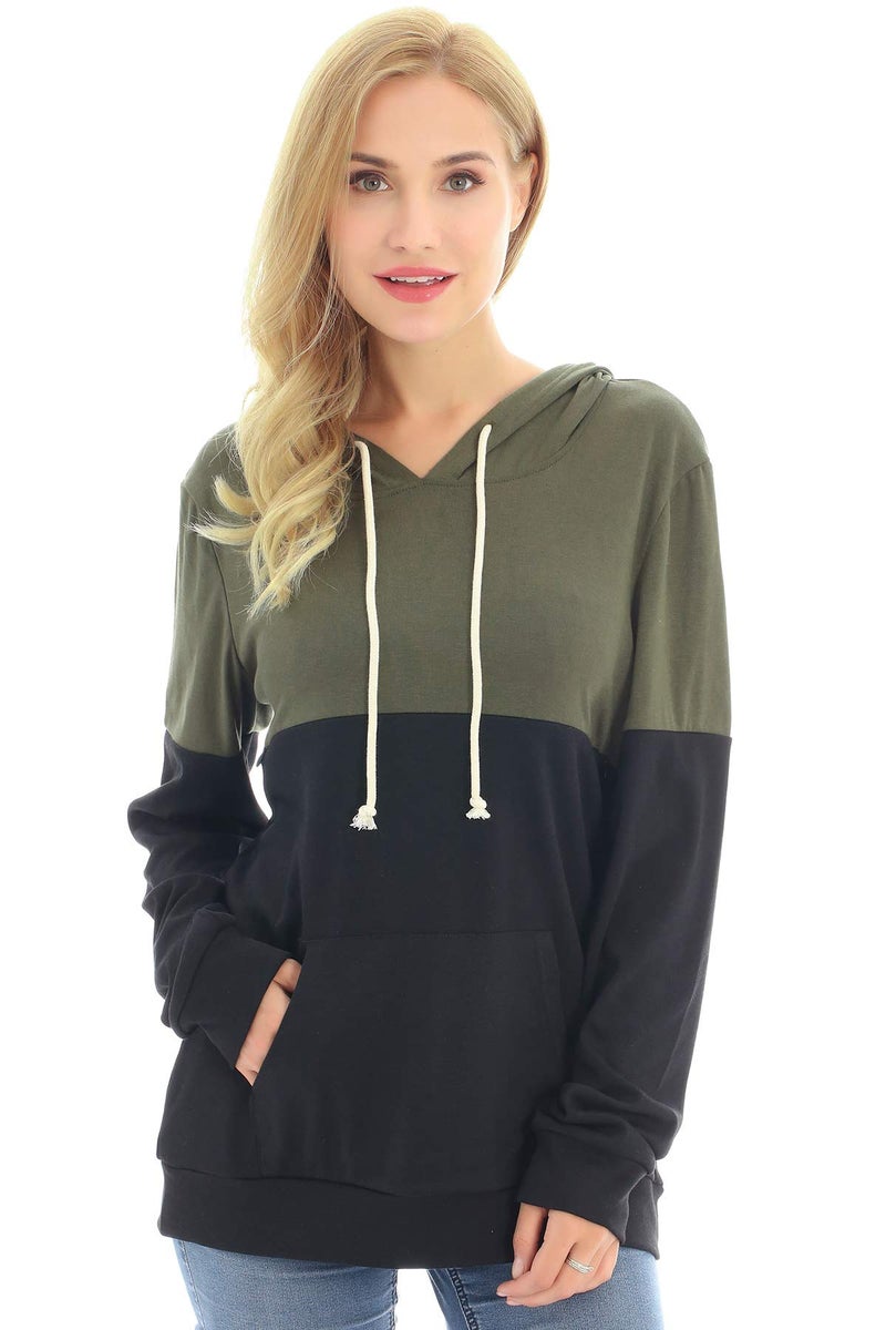 Bearsland Women's Maternity Breastfeeding Sweater Hoodie Nursing Sweatshirt with Pockets,ArmyGreen,L - Image 2
